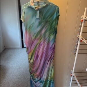 Anthropologie Vibrant Maxi Dress in Blue and Pink